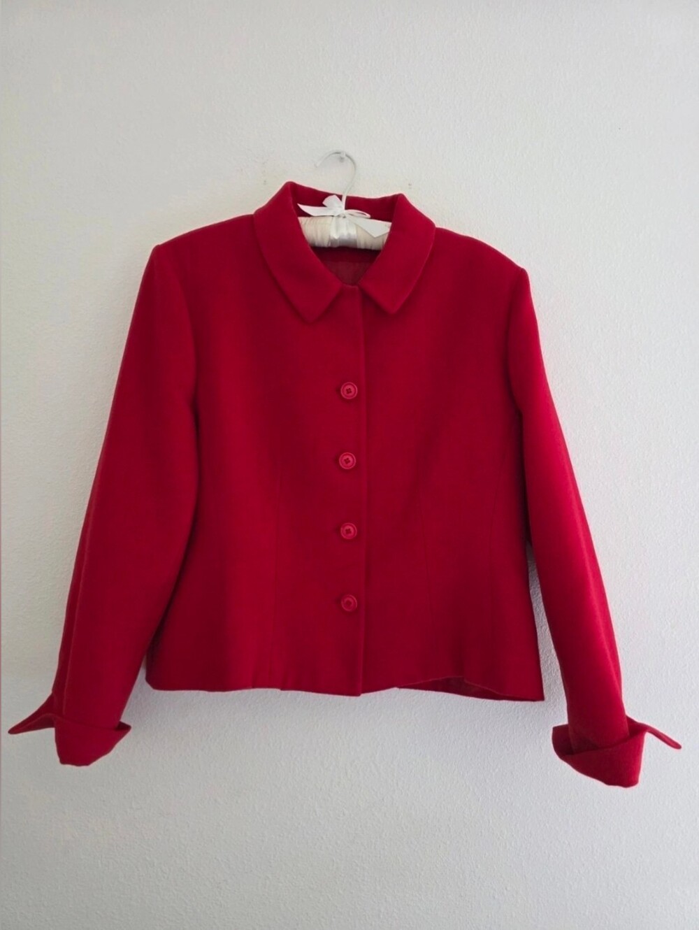 Algo Women's Car Coat/Jacket 100% Cashmere Long Sleeve In Red , Bust 40" Size L